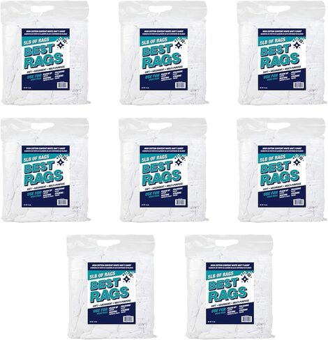 Arkwright Premium T-Shirt Rags Bulk, 5 lb Box, Cotton Cleaning Towels, Low Lint Knit Wiping Cloths for Paint, Stain, Grease, Shop and Auto Use, Quick Dry Machine Washable, White in Saudi Arabia