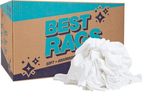 Arkwright Premium T-Shirt Rags Bulk, 5 lb Box, Cotton Cleaning Towels, Low Lint Knit Wiping Cloths for Paint, Stain, Grease, Shop and Auto Use, Quick Dry Machine Washable, White in Saudi Arabia