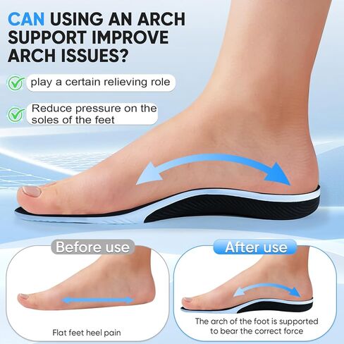 Comfort Adult Shoe Insoles, Arch Support & Shock Absorption, Foot Discomfort Relief Inserts for Flat Feet, Work Boots, 1 Pair, Everyday Use - Unisex (Women 6-7.5) in Saudi Arabia