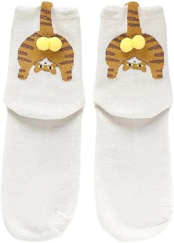 3D Cat Egg Socks with Balls - 3 Pairs Unisex Funny Crew Socks, for Cat Lovers & Couples in Saudi Arabia