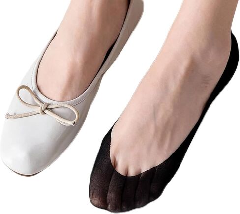 4 Pairs Invisible No Show Socks for Women, Non Slip Ultra Low Cut Footie Liner Socks, Invisible Sock for Women Boat Shoe, Size 9-11 (Black) in Saudi Arabia