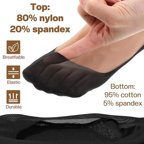 4 Pairs Invisible No Show Socks for Women, Non Slip Ultra Low Cut Footie Liner Socks, Invisible Sock for Women Boat Shoe, Size 9-11 (Black) in Saudi Arabia
