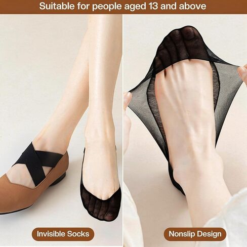 4 Pairs Invisible No Show Socks for Women, Non Slip Ultra Low Cut Footie Liner Socks, Invisible Sock for Women Boat Shoe, Size 9-11 (Black) in Saudi Arabia