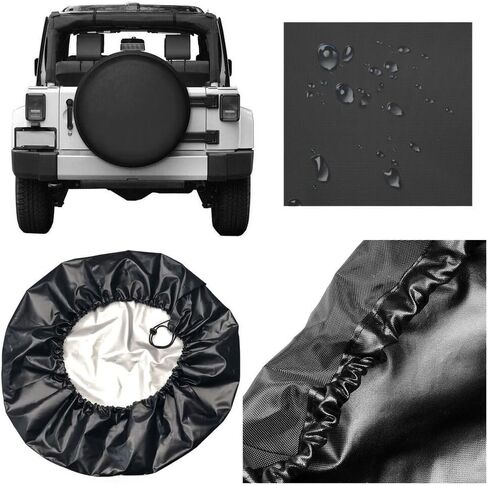 Custom Spare Tire Cover - Personalized PU Wheel Protector with Your Text/Image - Water & Dust Resistant Fit for Jeep, SUV, RV, Trailer, PureBlack-15 Inch in Saudi Arabia