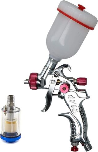 مسدس رش صغير لتغذية الجاذبية HVLP بفوهة 0.8 مم مقاس 1/4 بوصة BSP في خط مصيدة الرطوبة in Kuwait
