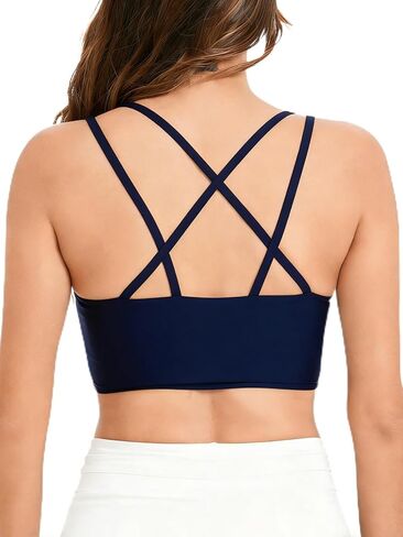 Women Swim Bra for Under Swim Shirt Straps Sport Bra Padded Bikini Tops Swimsuit Tops Only Bathing Suit in Kuwait
