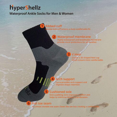 جوارب مقاومة للماء للرجال والنساء بطول الكاحل (أسود-أصفر، صغير) in Kuwait