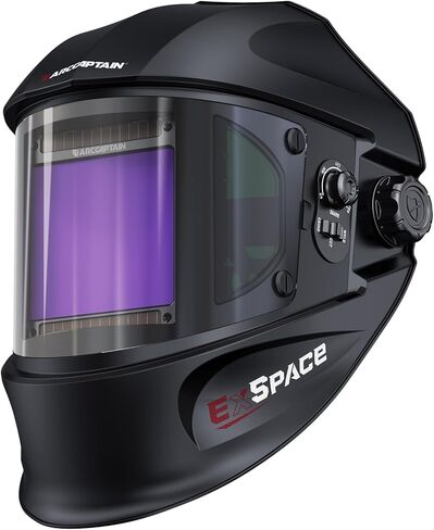 ARCCAPTAIN Auto Darkening Welding Helmet with Side View, 180° Panoramic View, 1/1/1/1 True Color Large Viewing Welding Hood with 4 Arc Sensor Solar Powered, Wide Shade 4/5-9/9-13 for TIG MIG ARC CUT in Kuwait