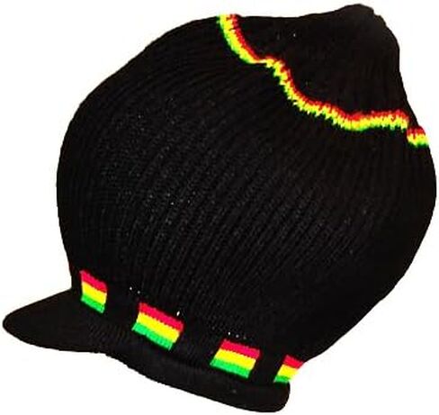 قبعة Titan Rasta مقاس 25.4 سم - نسيج تام أسود مع زخرفة باللون الأحمر والأصفر والأخضر - قبعة صغيرة من دريدلوك للرجال والنساء in Saudi Arabia