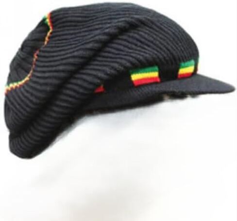 قبعة Titan Rasta مقاس 25.4 سم - نسيج تام أسود مع زخرفة باللون الأحمر والأصفر والأخضر - قبعة صغيرة من دريدلوك للرجال والنساء in Saudi Arabia