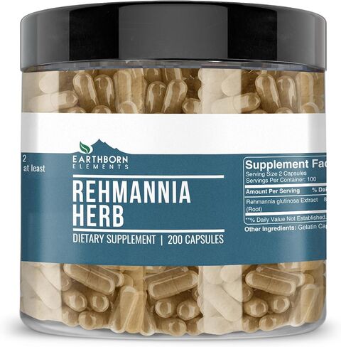 Earthborn Elements Rehmannia Herb، 200 كبسولة، نقية وغير مخففة، بدون إضافات in Kuwait
