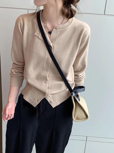 Women's Long Sleeve Cardigan Button Up Crew Neck Cable Knit Sweater Trendy Fall Outfits 2025 in Saudi Arabia