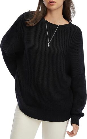 Women's Sweaters Long Sleeve Crew Neck Oversized Sweaters for Women 2025 Fall Warm Outfits Old Money Clothes in Kuwait