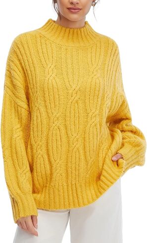 Women's Sweaters Long Sleeve Crew Neck Oversized Sweaters for Women 2025 Fall Warm Outfits Old Money Clothes in Saudi Arabia