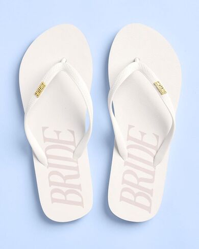 xo, Fetti Bride Flip Flops - Bachelorette Party Sandals, Beach Wedding, Bride To Be Accessories, Bach Weekend, Cream, Neutral, Gold Charm in Saudi Arabia