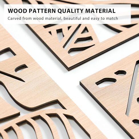 VIYYIEA Boho الخشب الصلب المنحوت جدار الفن مجموعة من 3، هندسية الحد الأدنى لوحات ديكور المنزل الخشبية، يدويا الجدار الخشب الصلب معلقة لغرفة المعيشة غرفة نوم المدخل، 16 × 8 بوصة لكل منهما (أوراق البلوط) in Kuwait