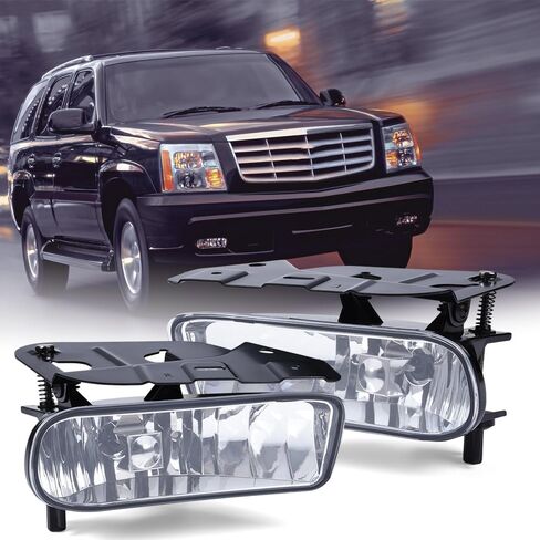 مجموعة مصابيح الضباب CHEDA متوافقة مع 2002 2003 2004 2005 2006 Cadilliac Escalader مع مصابيح بديلة للجانبين الأيسر والأيمن، مجموعة قطعتين (عدسة شفافة) in Kuwait