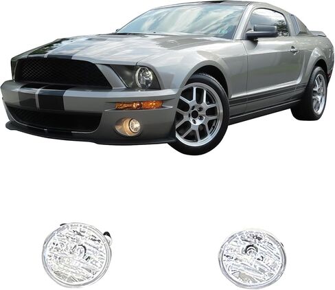 IKON MOTORSPORTS, Fog Lights Compatible With 2007-2014 Ford Mustang GT500 GT500KR, OE Style Chrome Front Bumper Left Right Side Fog Light Lamps Pair Halogen Bulbs Replacement in Saudi Arabia