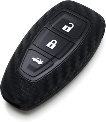 iJDMTOY Carbon Fiber Pattern Soft Silicone Key Fob Cover Compatible with Ford 2011-2017 Fiesta, 2012-2017 Focus, 2013-2016 CMAX with 2 or 3-button smart key in Saudi Arabia