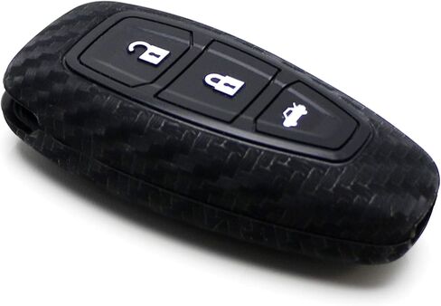 iJDMTOY Carbon Fiber Pattern Soft Silicone Key Fob Cover Compatible with Ford 2011-2017 Fiesta, 2012-2017 Focus, 2013-2016 CMAX with 2 or 3-button smart key in Saudi Arabia