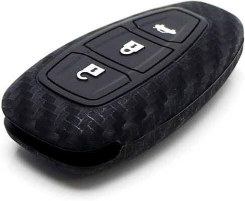 iJDMTOY Carbon Fiber Pattern Soft Silicone Key Fob Cover Compatible with Ford 2011-2017 Fiesta, 2012-2017 Focus, 2013-2016 CMAX with 2 or 3-button smart key in Saudi Arabia