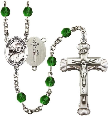 Bonyak Jewelry ST. John Paul II Silver-Plated Rosary - Every Birth Month Color and More in Kuwait