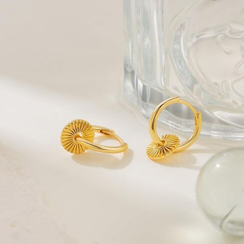 RAYSAM 14K Gold Earrings for Women Gold Hoop Earrings for Women Hoop Dangle Drop Earring for Womens Hoops Charm Radiating Circular Pendants Hoops Drop Dangle Earring for Womens 20mm in Saudi Arabia
