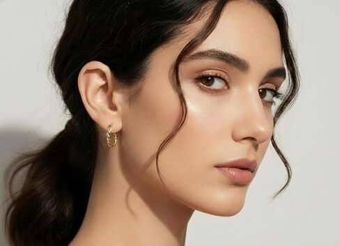 SUENA BARCELONA 14K Gold Plated Twisted Hoop Earrings for Women – 15mm (0.6") Small Dainty Chunky Hoops, Lightweight Hypoallergenic Rope Huggie Earrings, Secure Snap Closure | Spain Mediterranean Style, Elegant Gift for Her in Saudi Arabia