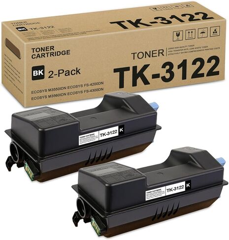 2 عبوة خرطوشة حبر سوداء TK3122: خرطوشة حبر بديلة متوافقة مع TK3122K TK-3122K لطابعة Kyocera ECOSYS FS-4200DN M3550idn، 21,500 صفحة لكل منها in Kuwait