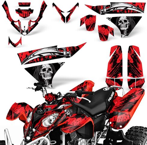 ATV Graphics kit Sticker Decal Compatible with Polaris Predator 500 2003-2007 - Reaper V2 Red in Kuwait
