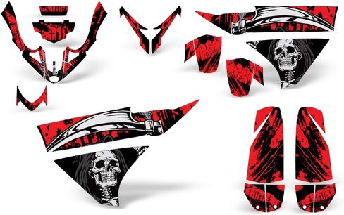 ATV Graphics kit Sticker Decal Compatible with Polaris Predator 500 2003-2007 - Reaper V2 Red in Kuwait