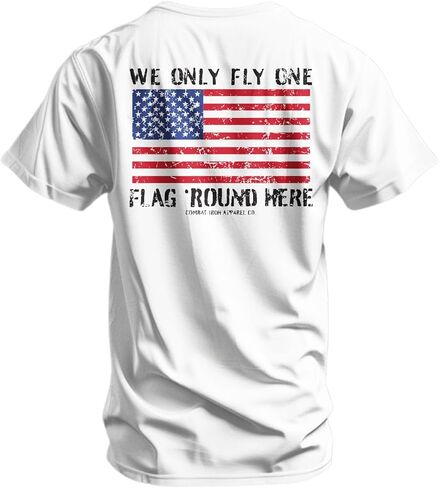 Combat Iron Men's Graphic T-Shirt | We Only Fly One Flag Round Here | Cotton-Poly Blend | Athletic Fit, Tagless Comfort in Kuwait