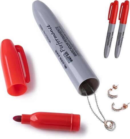 قلم تحويل مزيف من BarGifts آمن - مقصورة سرية مخفية آمنة، قلم تحديد واقعي يخفي العناصر الصغيرة ويحافظ على الأشياء الثمينة الخاصة بك سرًا، أحمر (عبوة واحدة) in Kuwait