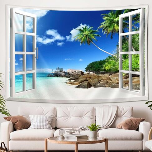 drgilau الصيف شاطئ نسيج الشاطئ المناظر الطبيعية نسيج الجدار، المناظر الطبيعية البحرية المفروشات الجدار شنقا الشواطئ الاستوائية المفروشات لغرفة النوم غرفة المعيشة ديكور المنزل 60x40 بوصة in Kuwait