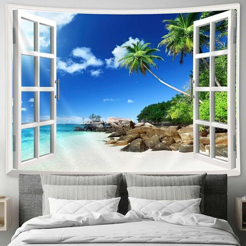 drgilau الصيف شاطئ نسيج الشاطئ المناظر الطبيعية نسيج الجدار، المناظر الطبيعية البحرية المفروشات الجدار شنقا الشواطئ الاستوائية المفروشات لغرفة النوم غرفة المعيشة ديكور المنزل 60x40 بوصة in Kuwait