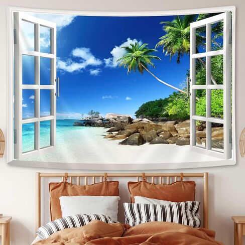 drgilau الصيف شاطئ نسيج الشاطئ المناظر الطبيعية نسيج الجدار، المناظر الطبيعية البحرية المفروشات الجدار شنقا الشواطئ الاستوائية المفروشات لغرفة النوم غرفة المعيشة ديكور المنزل 60x40 بوصة in Kuwait