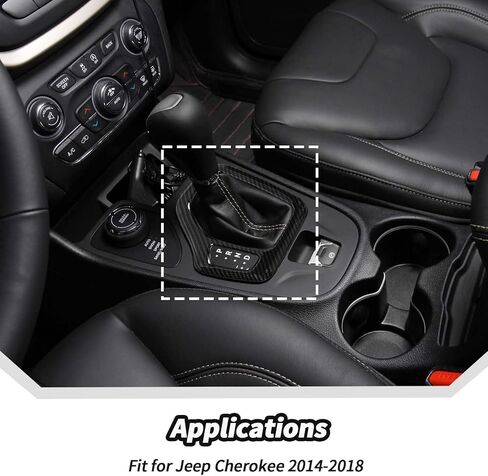 JeCar Carbon Fiber Interior Center Console Gear Shift Panel Trim Cover Fit for 2014-2018 Jeep Cherokee Interior Accessories in Saudi Arabia
