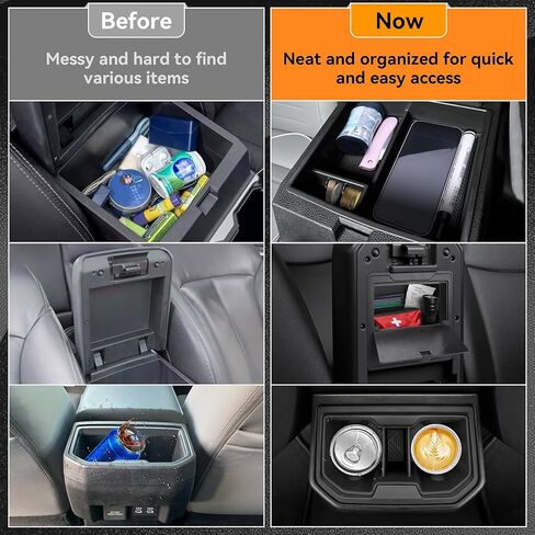 Center Console Organizer Fit For Toyota Tacoma 2024 2025 Center Console Organizer Tray+Armrest Hidden Storage Box+Rear Silicone Cup Holder Inserts for Tacoma Accessories 2025 Interior 3PCS in Kuwait