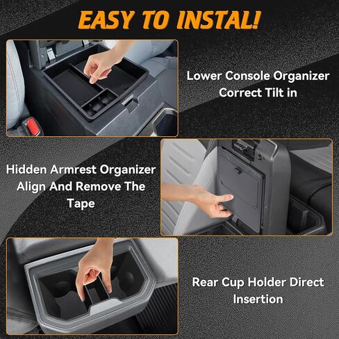 Center Console Organizer Fit For Toyota Tacoma 2024 2025 Center Console Organizer Tray+Armrest Hidden Storage Box+Rear Silicone Cup Holder Inserts for Tacoma Accessories 2025 Interior 3PCS in Kuwait