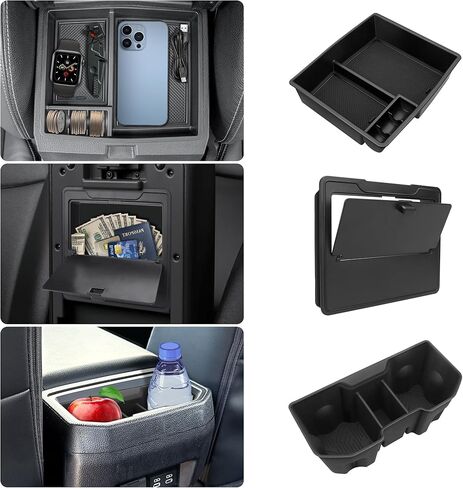 Center Console Organizer Fit For Toyota Tacoma 2024 2025 Center Console Organizer Tray+Armrest Hidden Storage Box+Rear Silicone Cup Holder Inserts for Tacoma Accessories 2025 Interior 3PCS in Kuwait