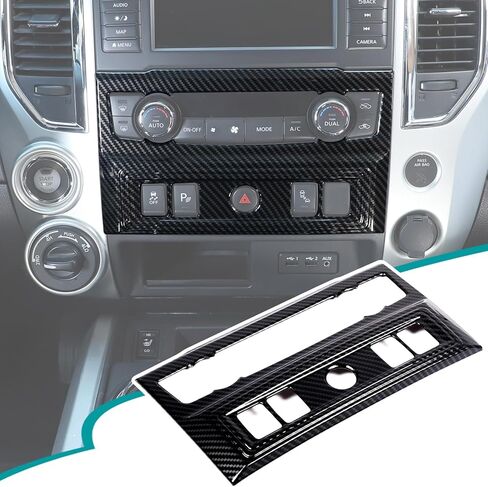 ملصق لوحة التحكم في وضع مكيف الهواء في السيارة متوافق مع Nissan Titan 2016-2024 ملحقات غطاء لوحة تكييف الهواء للتحكم المركزي (ABS، نمط ألياف الكربون) in Saudi Arabia
