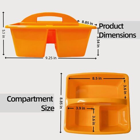 6 Pack Classroom Caddy, Art Caddy with 3 Compartment, Portable Storage Bin for Classroom, Office, and Home, Multiuse Table Organizer with Handle, Durable & Drop-Proof, Rainbow Colors in Saudi Arabia