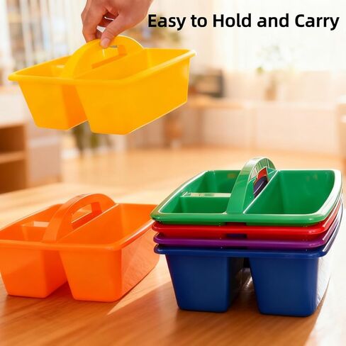 6 Pack Classroom Caddy, Art Caddy with 3 Compartment, Portable Storage Bin for Classroom, Office, and Home, Multiuse Table Organizer with Handle, Durable & Drop-Proof, Rainbow Colors in Saudi Arabia