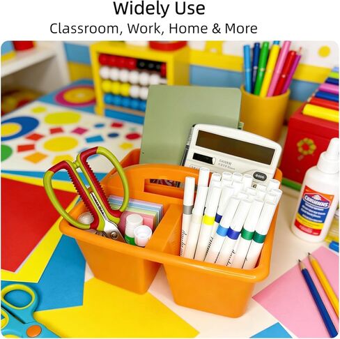 6 Pack Classroom Caddy, Art Caddy with 3 Compartment, Portable Storage Bin for Classroom, Office, and Home, Multiuse Table Organizer with Handle, Durable & Drop-Proof, Rainbow Colors in Saudi Arabia