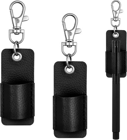 2 PCS Pen Holder for Lanyard, Black Leather Lanyard Pen Holder, Anti-Lost Pencil Clip for Badge Reel in Kuwait