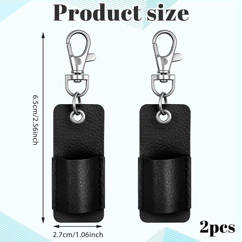 2 PCS Pen Holder for Lanyard, Black Leather Lanyard Pen Holder, Anti-Lost Pencil Clip for Badge Reel in Kuwait