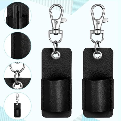 2 PCS Pen Holder for Lanyard, Black Leather Lanyard Pen Holder, Anti-Lost Pencil Clip for Badge Reel in Kuwait