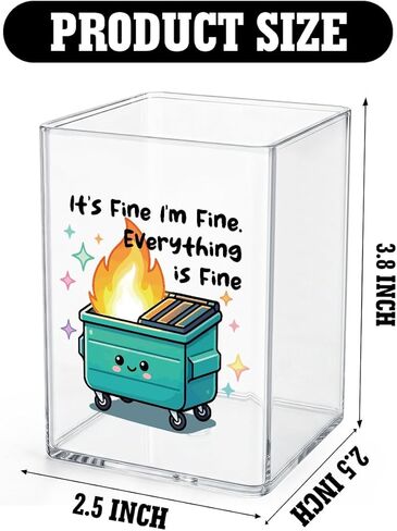 Funny Dumpster Fire Desk Accessories Dumpster Fire Gifts Office Desk Pencil Holder for Women Men HR Coworker Administrative Professional Boss Day Gifts Acrylic Pen Holder Pencil Pen Cup in Saudi Arabia
