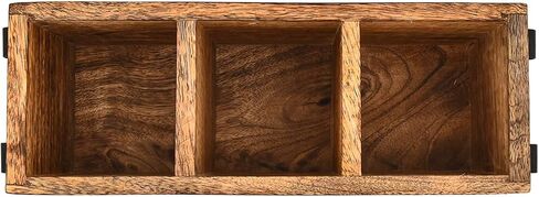 NIRMAN Pen Stand Holder Desktop Rustic Pen Organizer, Wooden Pencil Holder with 3 Compartment (11" x 4" x 4.5") in Kuwait