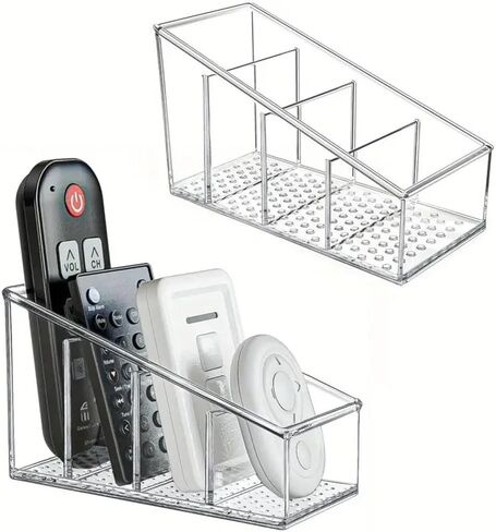 1pc Clear Plastic 4 Compartments Desk Organizer in Saudi Arabia